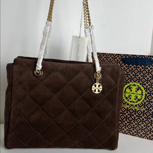 NWT Tory Burch Willa Suede Small Zip Top Tote